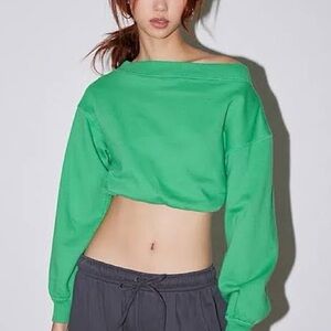 Out From Under Bubble Hem Cropped Sweatshirt